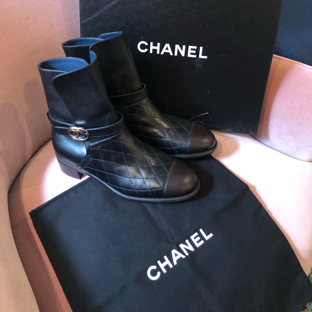 Chanel calfskin short boots
